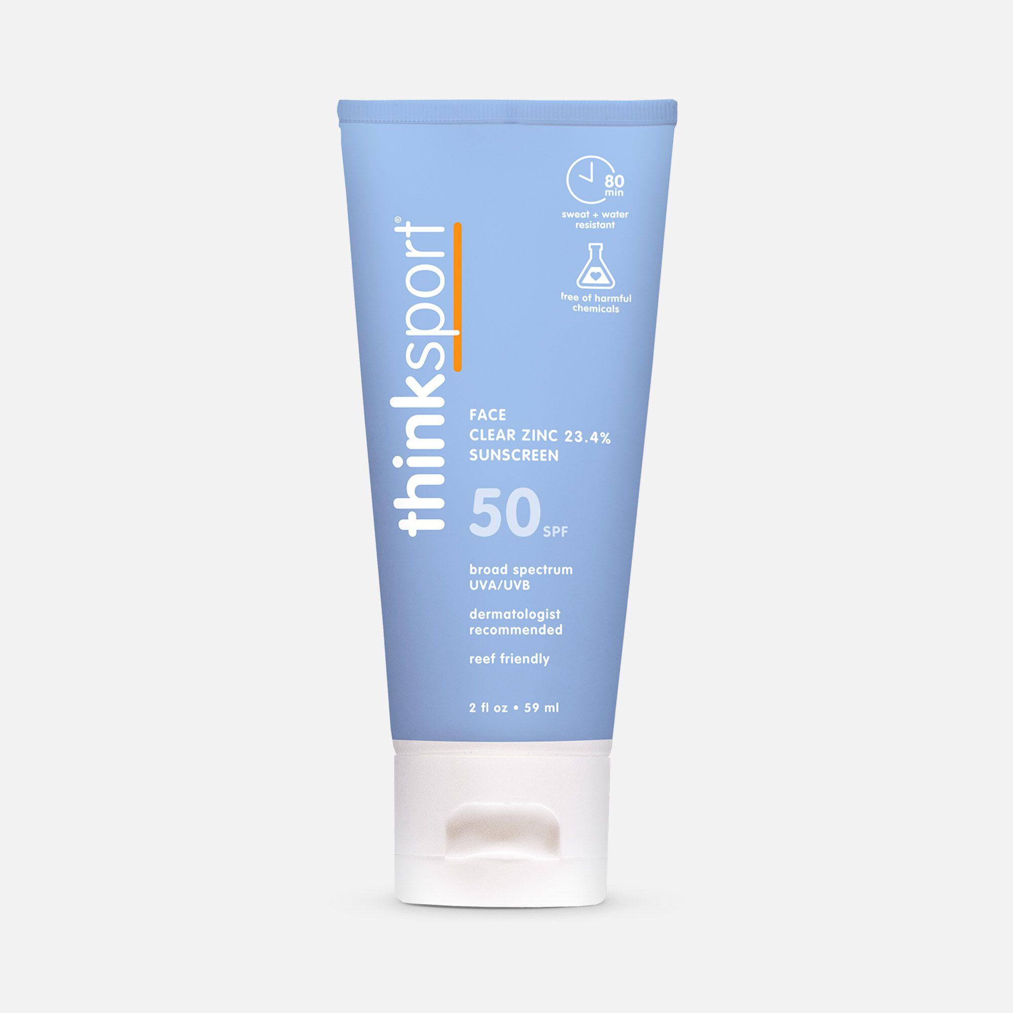 thinksport SPF 50 Clear Zinc Active Face Sunscreen,  2 fl oz., , large