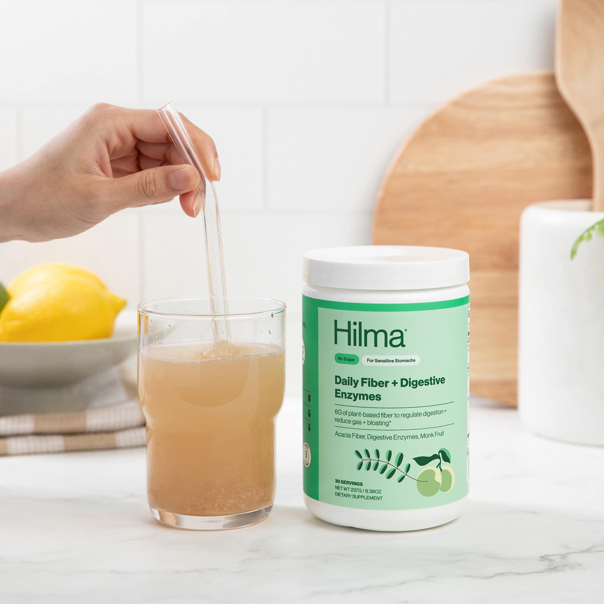 Hilma Daily Fiber Supplement + Digestive Enzymes, 8.36 oz., 30 servings, , large