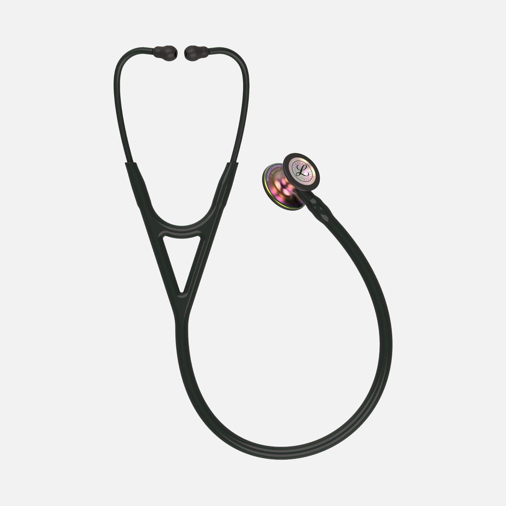 Littmann Cardiology IV Stethoscope, Black Tube with Rainbow Finish, 27"