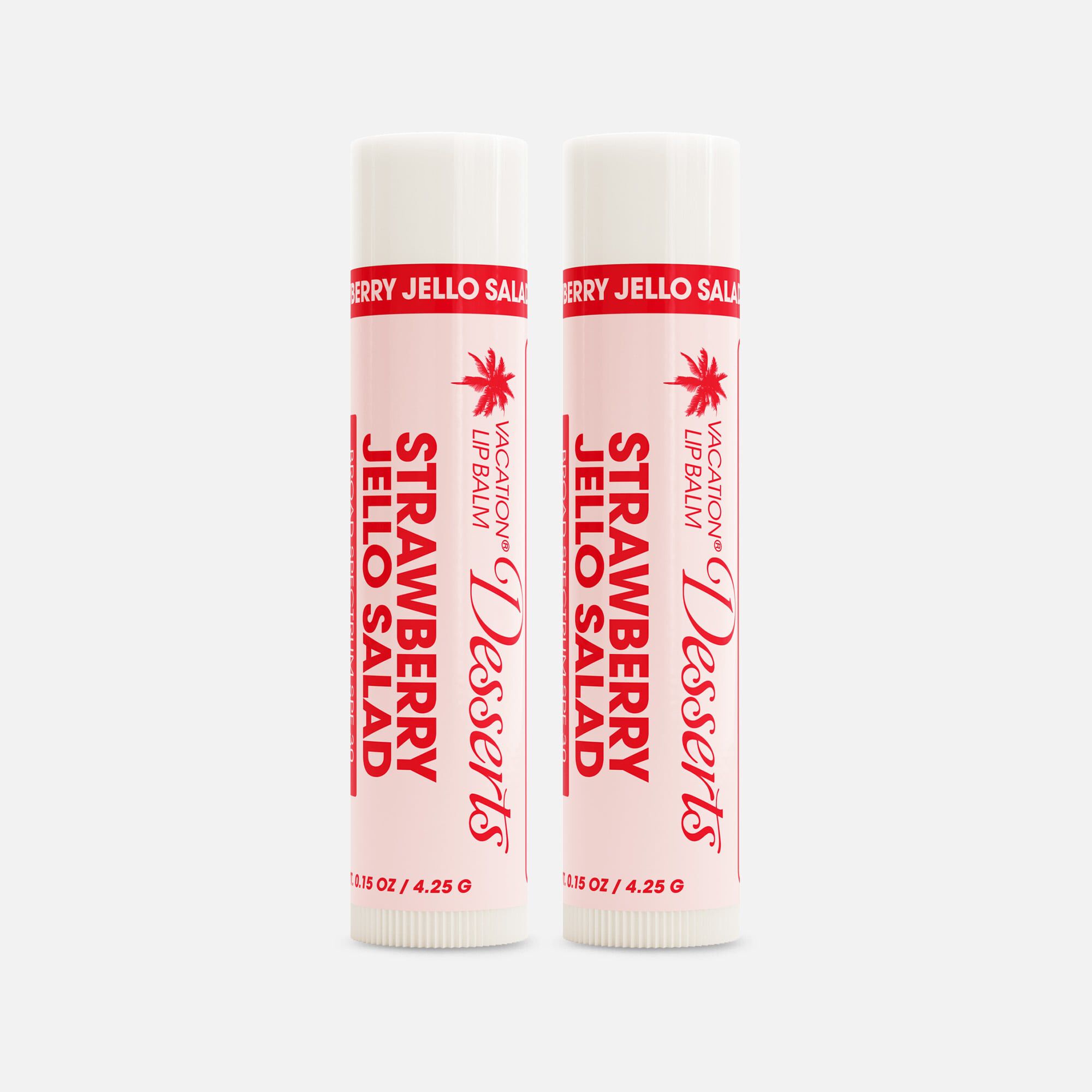 Vacation Strawberry Jello Salad Lip Balm Sunscreen, SPF 30, 0.15 oz. (2-Pack)