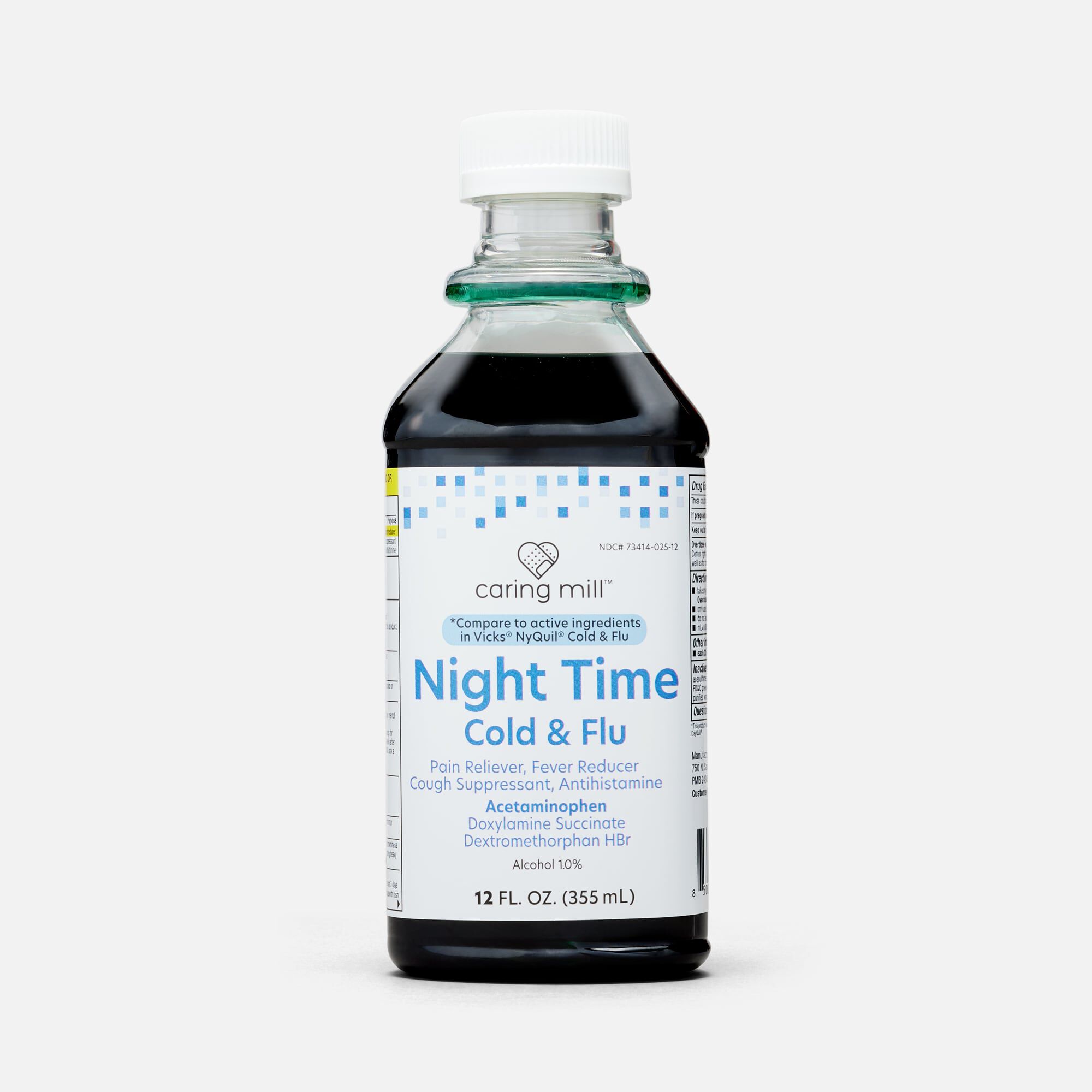 Caring Mill™ Night Time Cold & Flu Relief, Original Menthol Flavor, 12 fl oz., , large