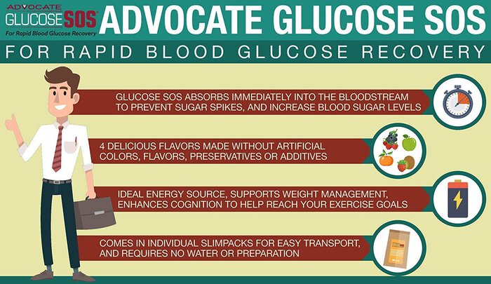 Advocate Glucose SOS Powder, Fruit Medley, 3.3 oz., , large