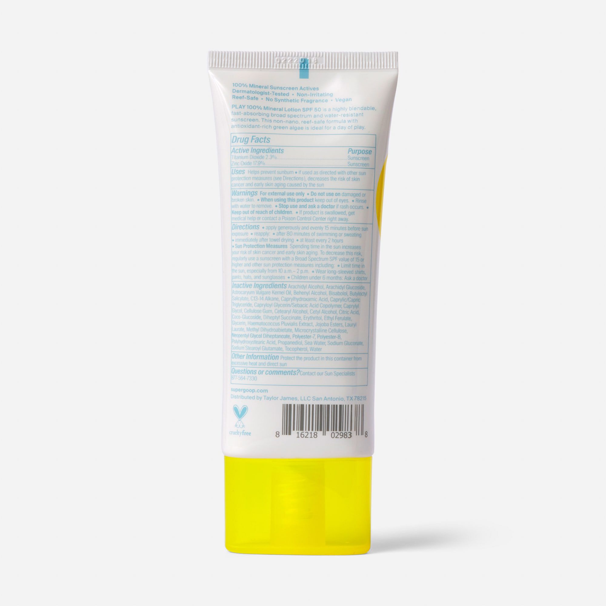 Supergoop PLAY 100% Mineral Lotion with Green Algae, SPF 50, 3.4 oz., , large