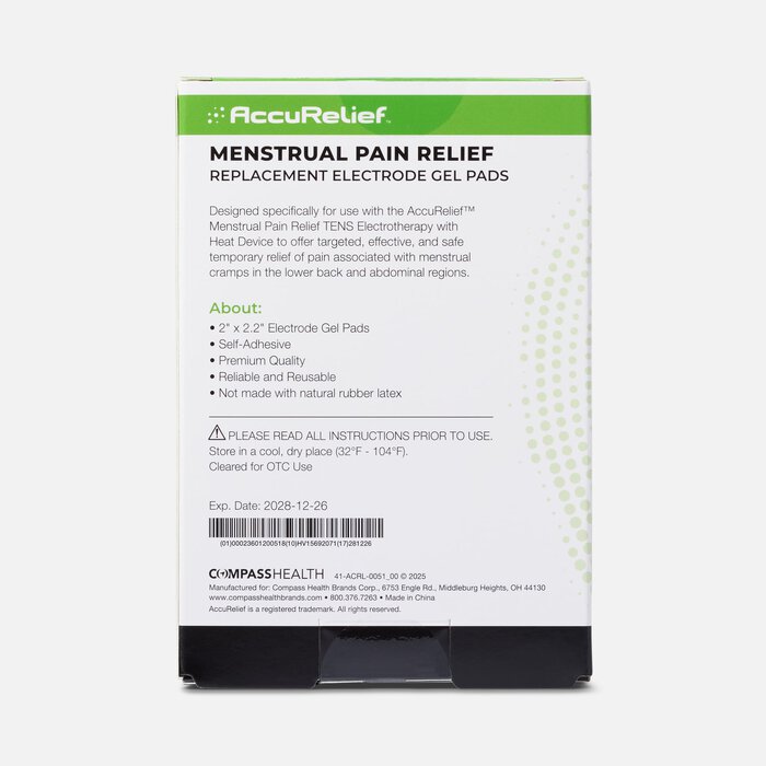 AccuRelief™ Menstrual Pain Relief Replacement Electrode Gel Pads, 4-Pack, , large