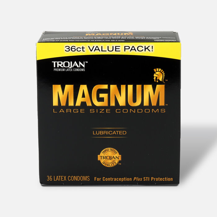 Trojan Magnum Lubricated Latex Condoms, Large Size, 36 ct., , large