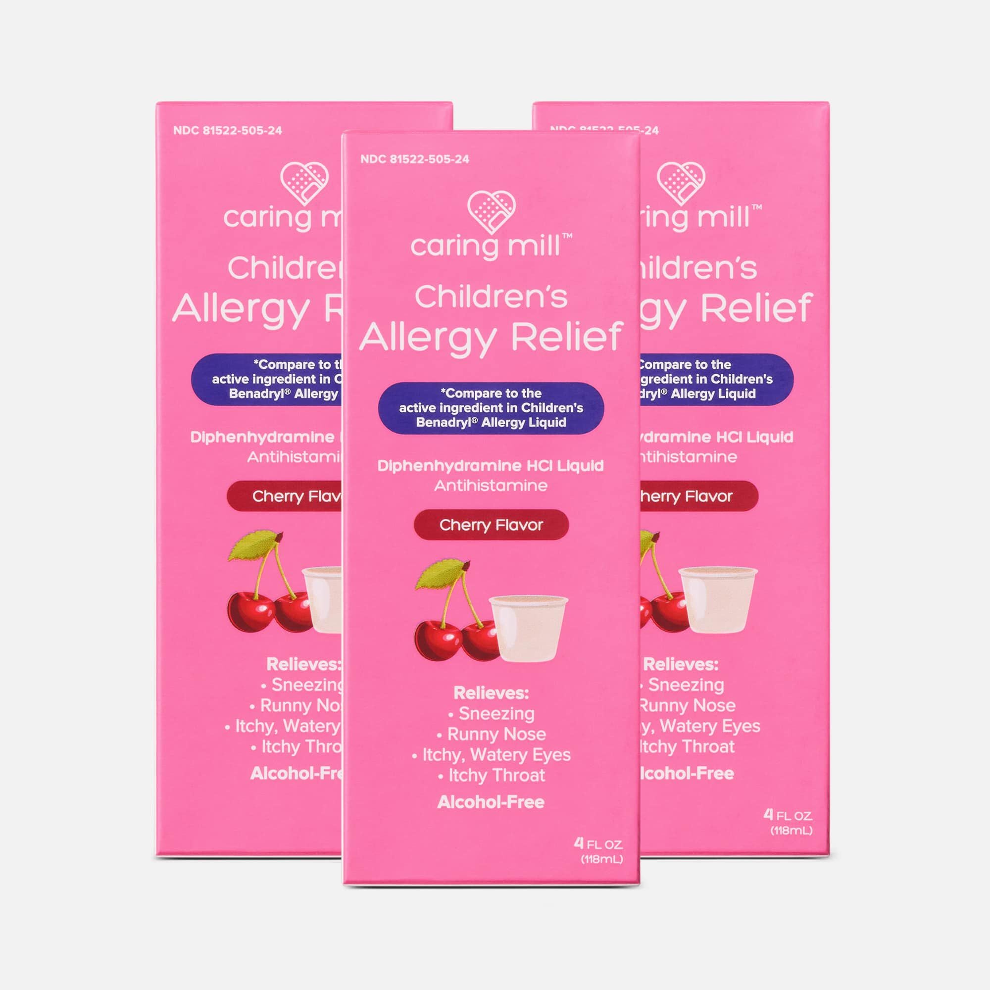 Caring Mill™ Children's Allergy Dye-Free Cherry Liquid, 4 oz. (3 pack), , large