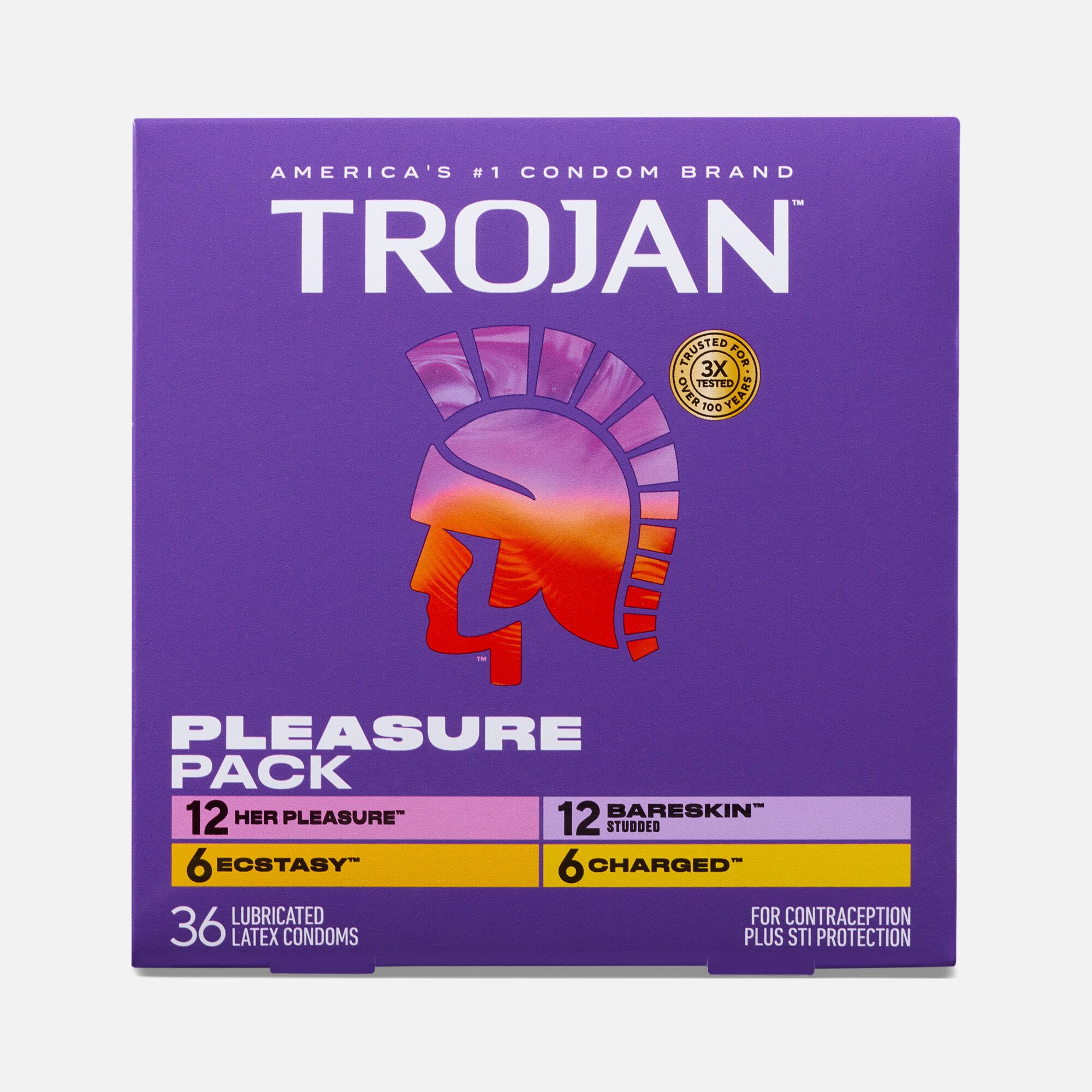 Trojan Latex Condom Pleasure Pack Lubricated, 12 ct., , large