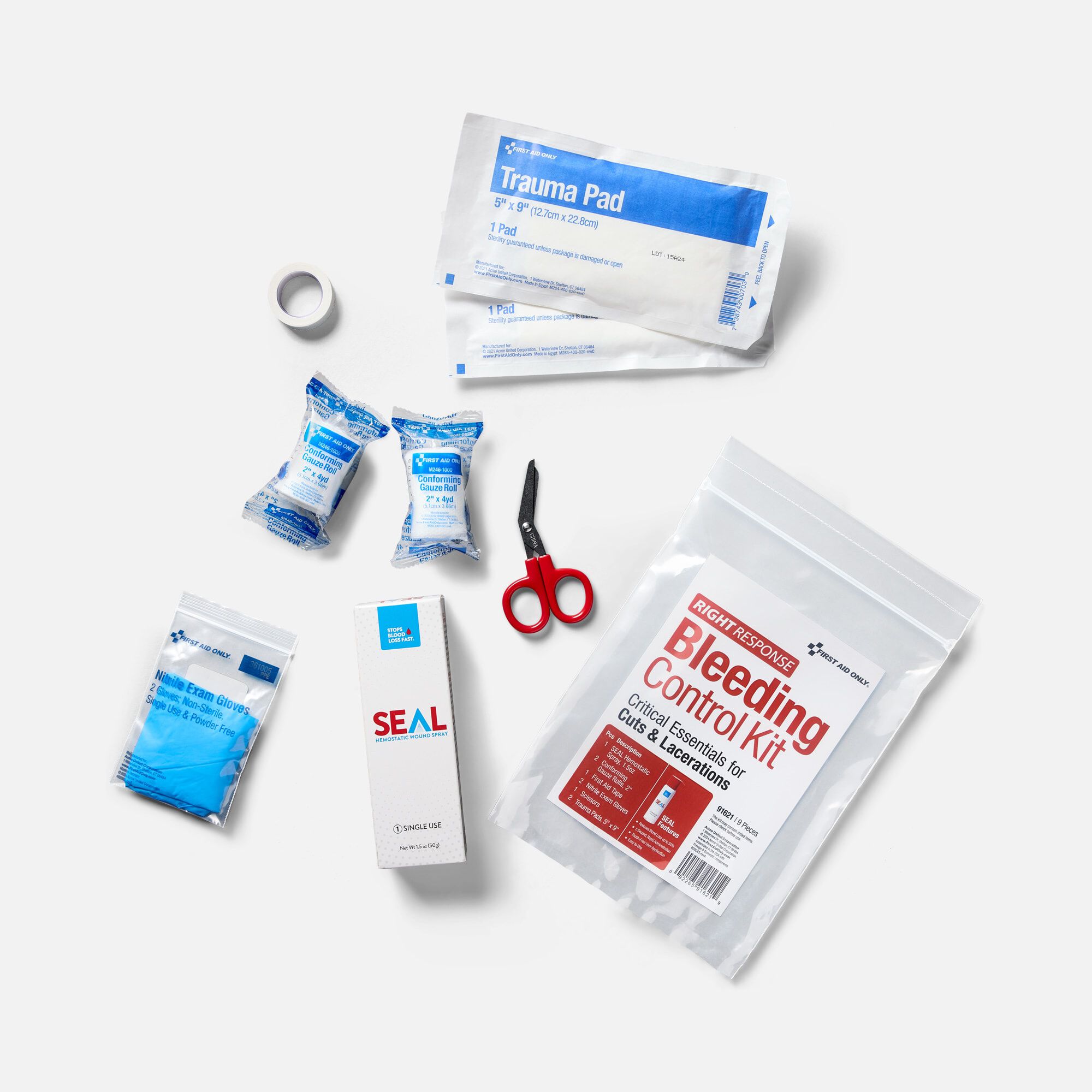 First Aid Only Critical Essentials Bleeding Control Kit for Cuts & Lacerations, , large