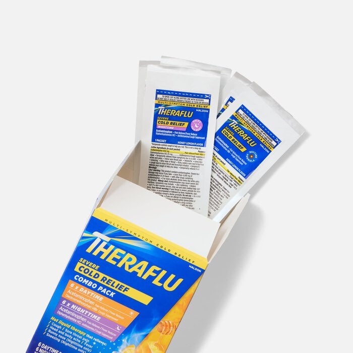 Theraflu Multi-Symptom Severe Cold Relief Day & Night Powder, Honey Lemon, 12 ct ., , large