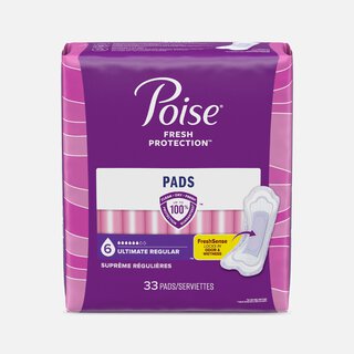Poise Incontinence & Postpartum Pads for Bladder Leaks, 6 Drop Ultimate Absorbency, Regular Length, 33 ct., , large
