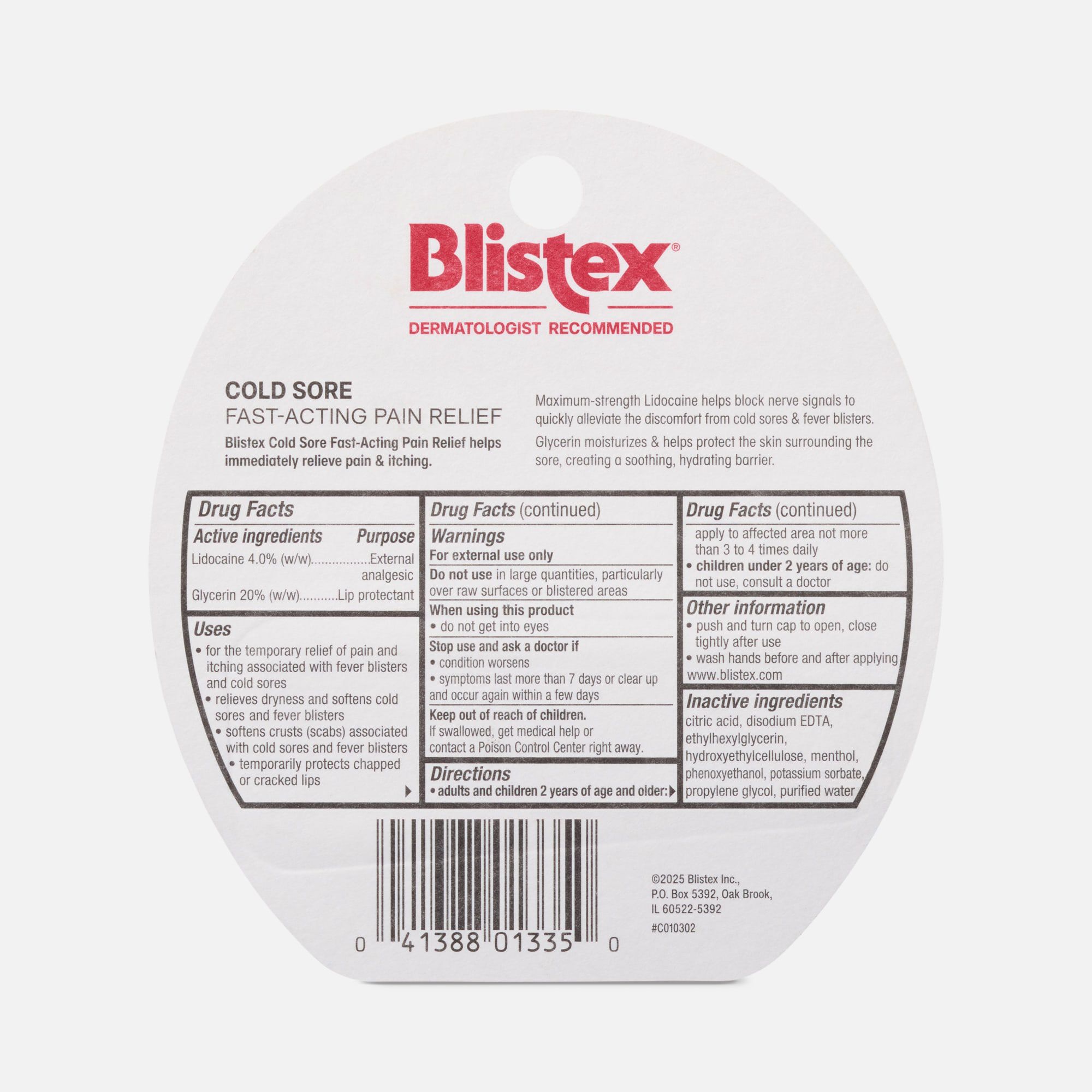Blistex Cold Sore Fast-Acting Pain Relief, 0.15 oz., , large