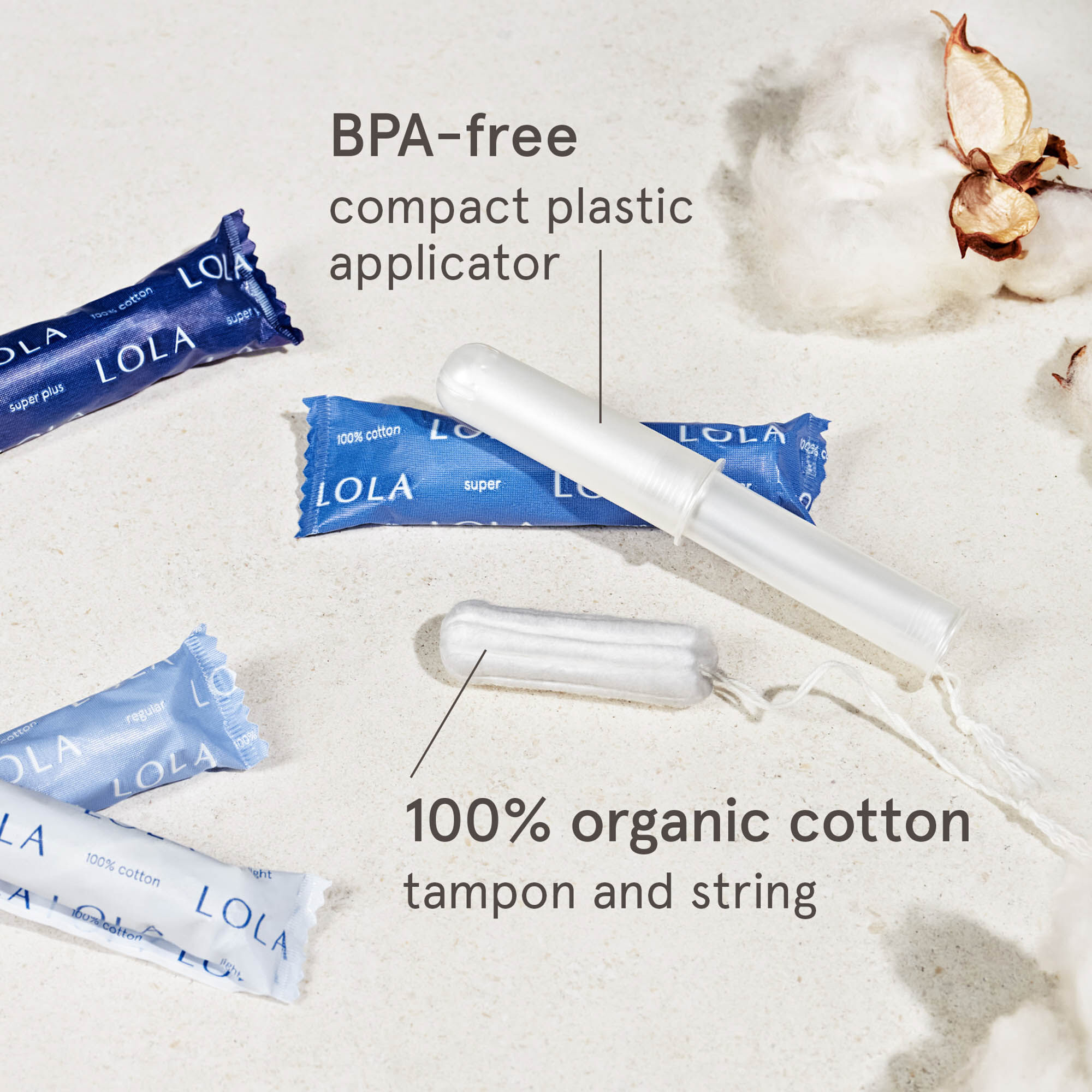 LOLA Tampons, Compact Plastic Applicator, 20 ct., , large