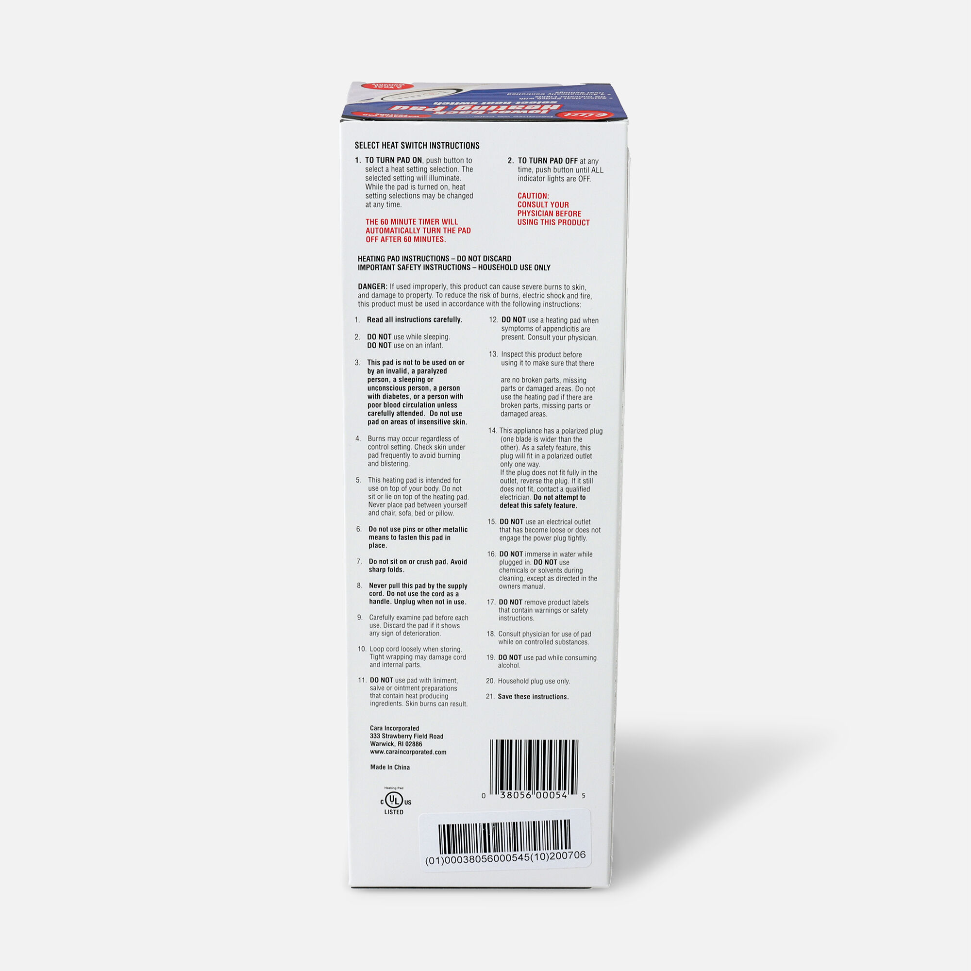 Cara Lower Back Heating Pad, 10" x 22", , large