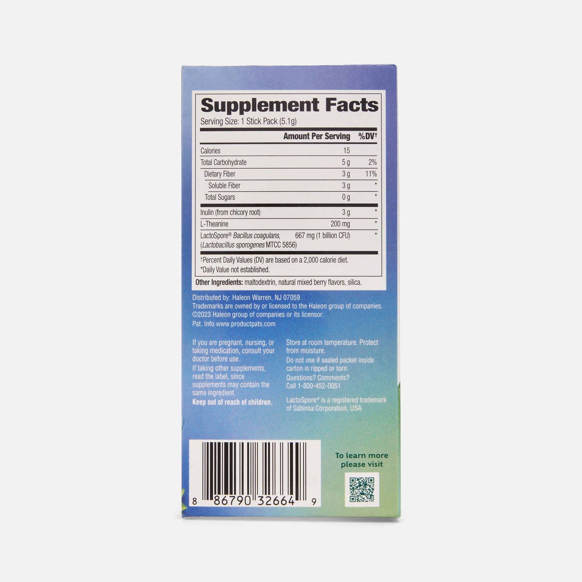 Benefiber Dual Action Prebiotic + Probiotics Fiber Supplement Stick Packs, Mixed Berry, 18 ct., , large
