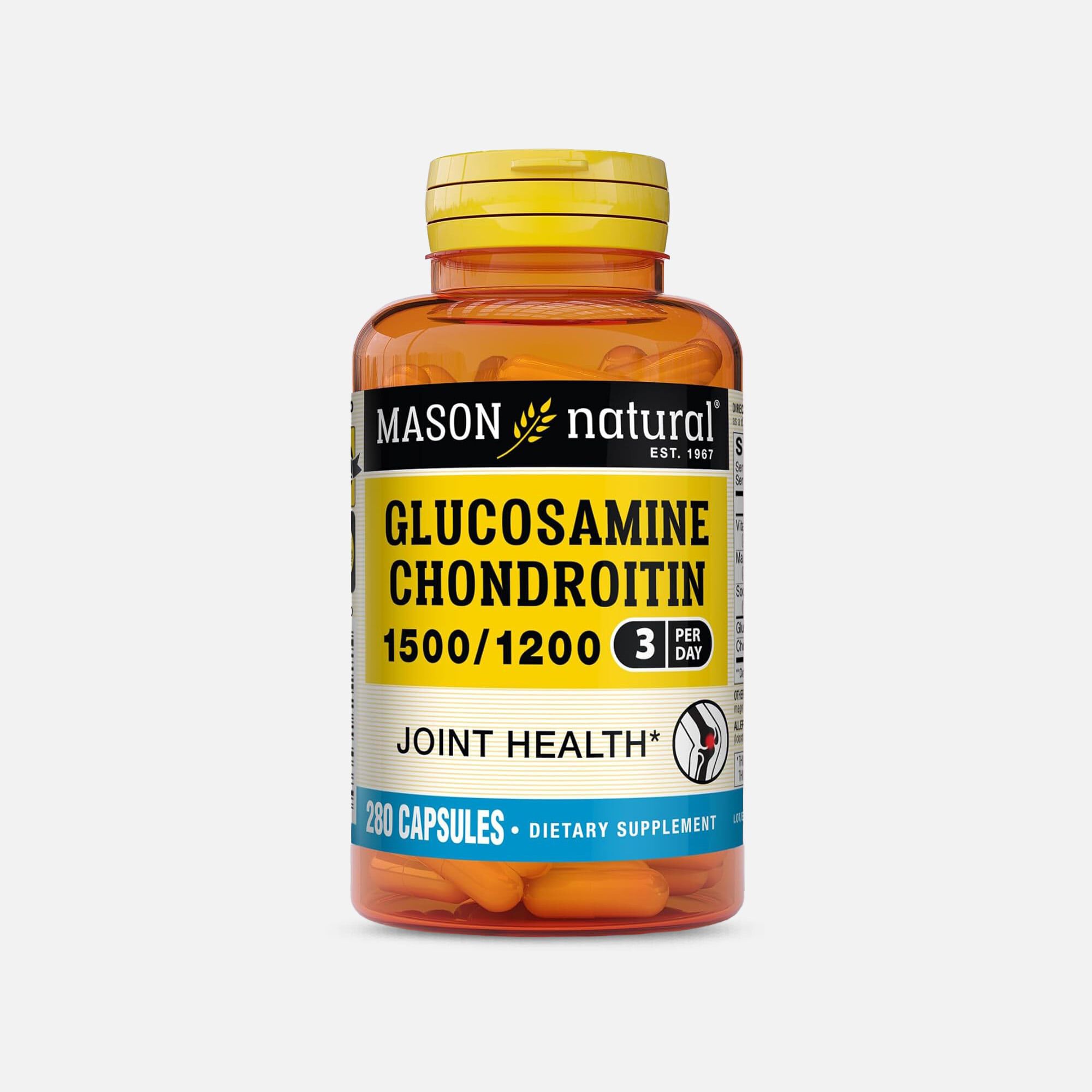 Mason Vitamins Natural Glucosamine Chondroitin Double Strength 1500/1200 3 per Day, 280 Capsules