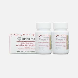 Caring Mill™ Acetaminophen Adult Pain Reliever/Fever Reducer Extra Strength Caplets, 100 ct. (2-Pack), , large