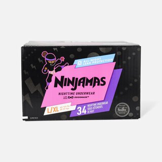 Ninjamas Nighttime Bedwetting Underwear, Girl, Size L/XL, 34 ct.