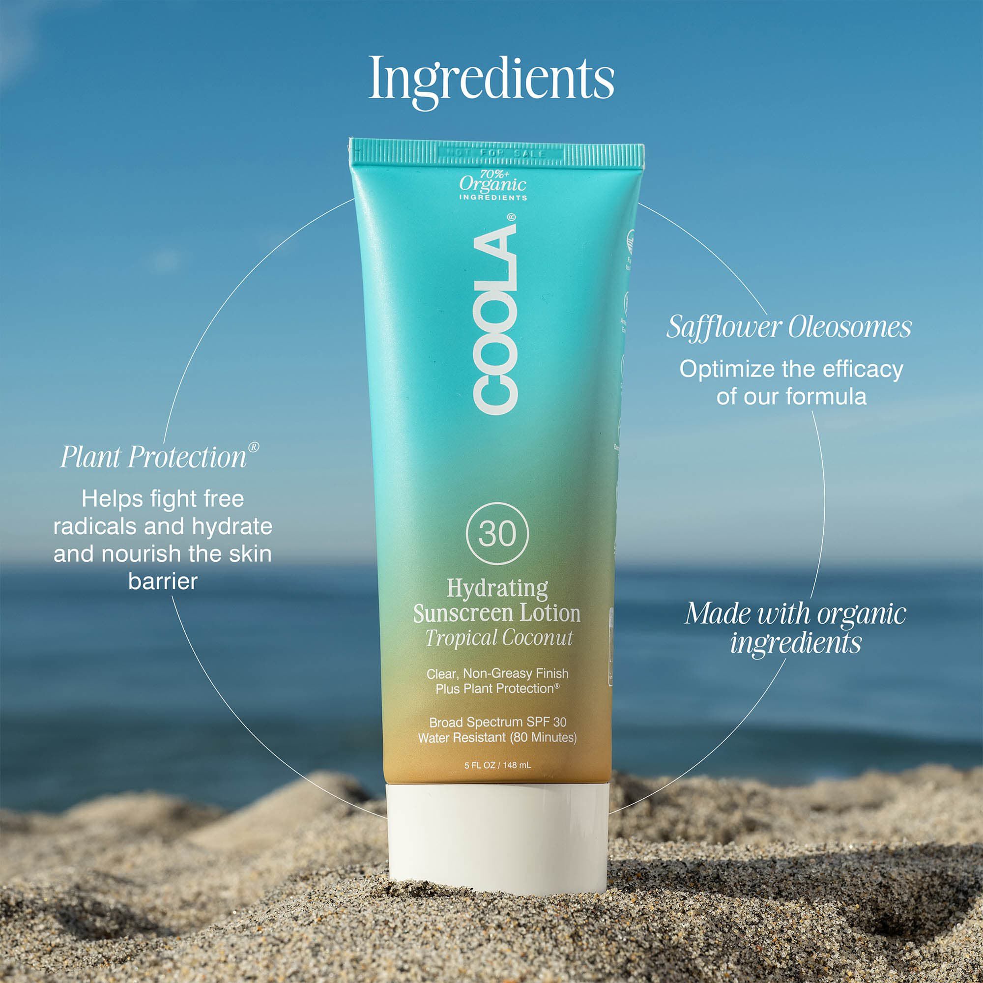 COOLA Classic Body Organic Sunscreen Lotion SPF 30 Tropical Coconut, 5 oz., , large