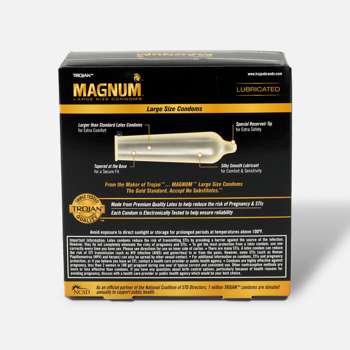 Trojan Magnum Lubricated Latex Condoms, Large Size, 36 ct., , large