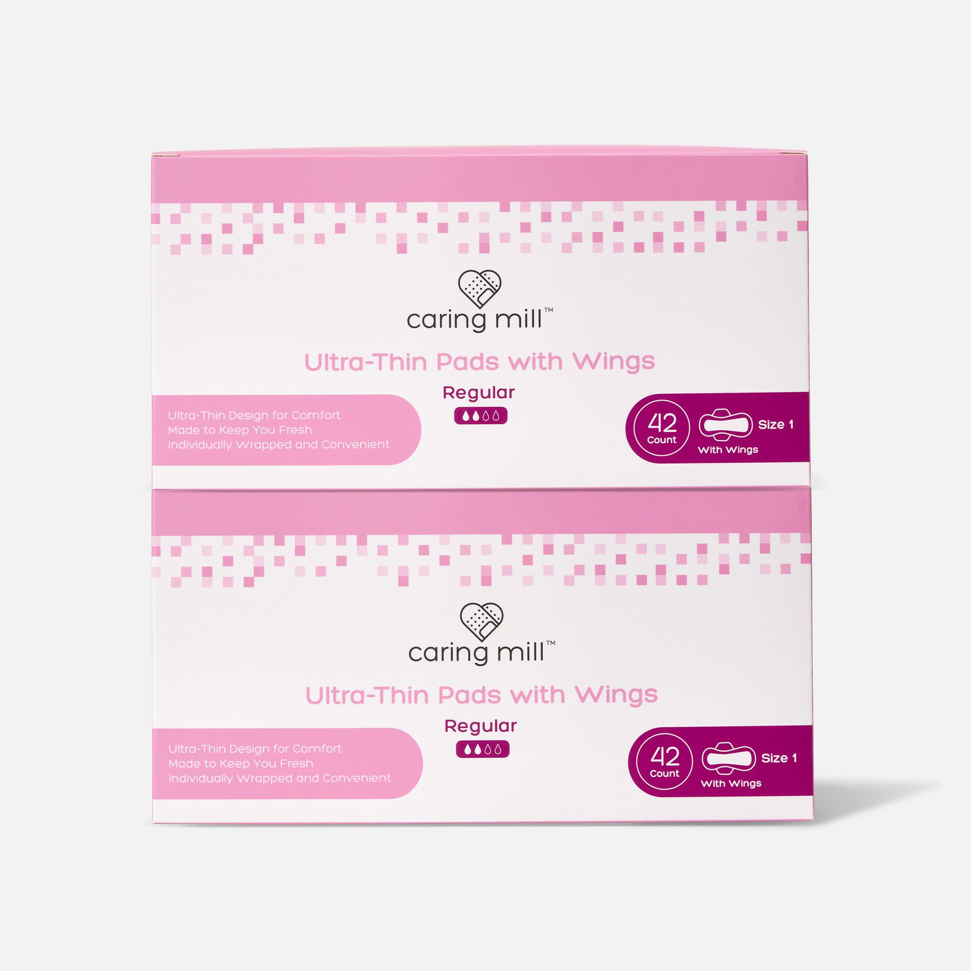 Caring Mill™ Ultra Thin Pads With Wings Size 1, 42 ct. (2-Pack)