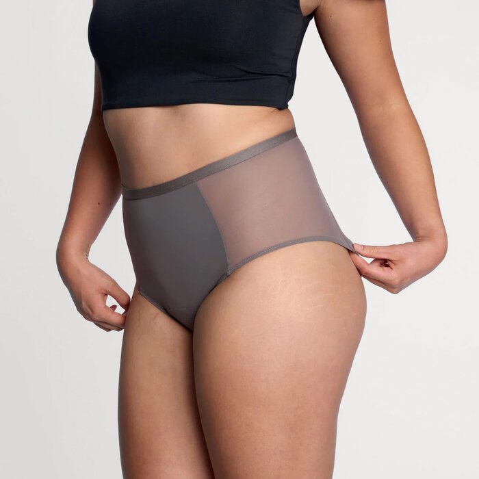 Thinx Comfort Stretch Hi-Waist All Day Period Underwear, Slate, , large