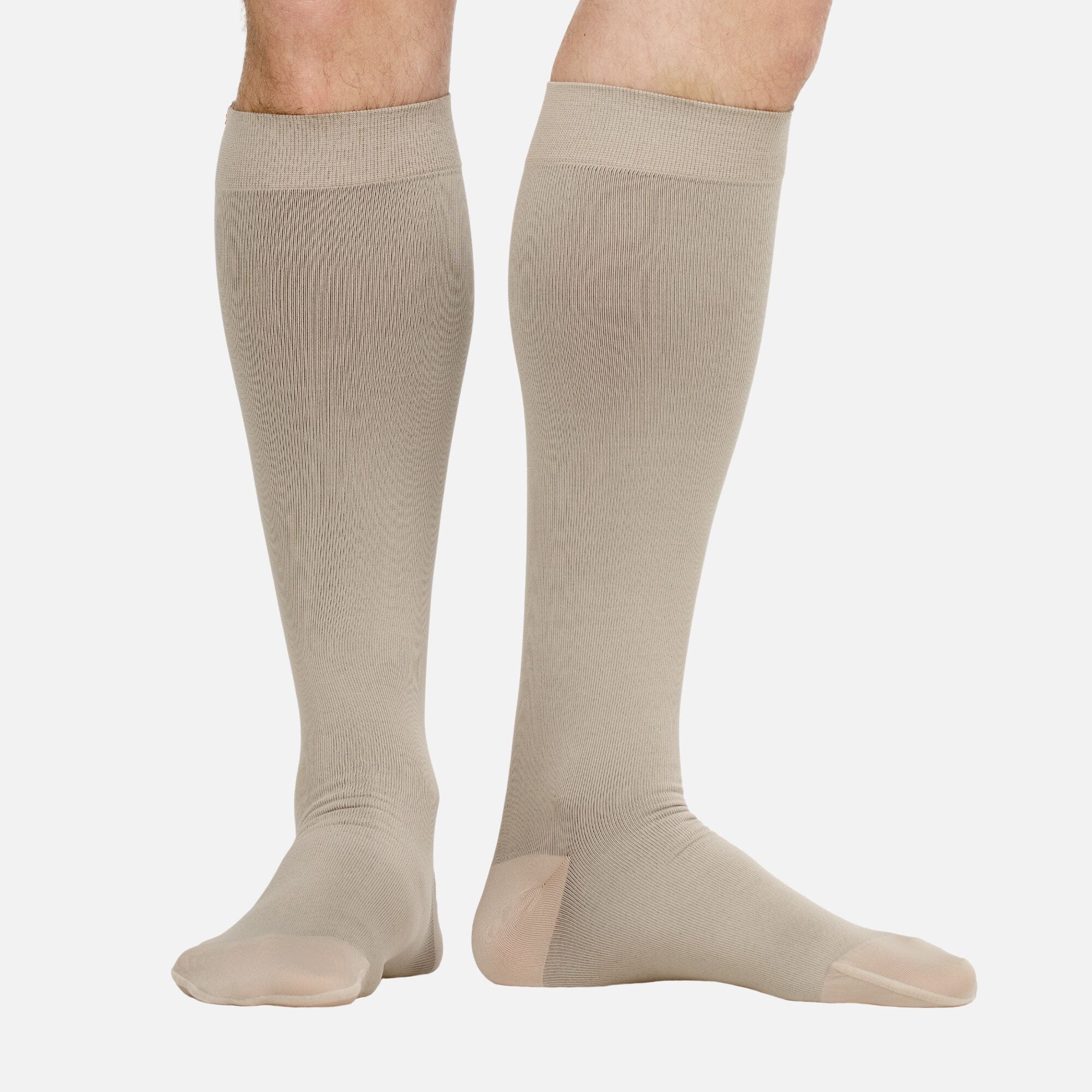 VIM & VIGR Solid Moisture-Wick Nylon Compression Socks, Cashew, Wide Calf L/XL, 30-40 mmHg