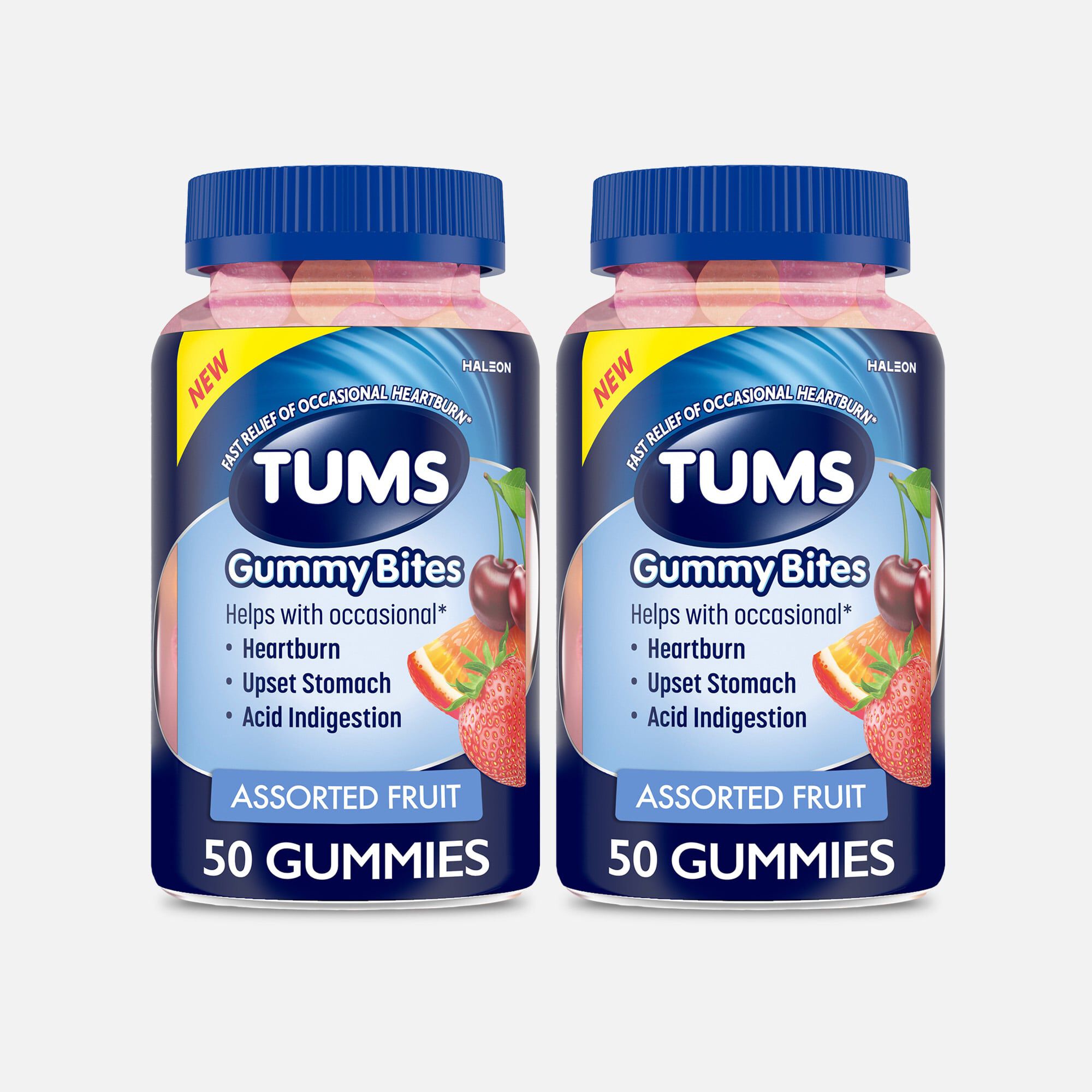 TUMS Antacid Gummy Bites, Assorted Fruit, 50 ct. (2-Pack), , large