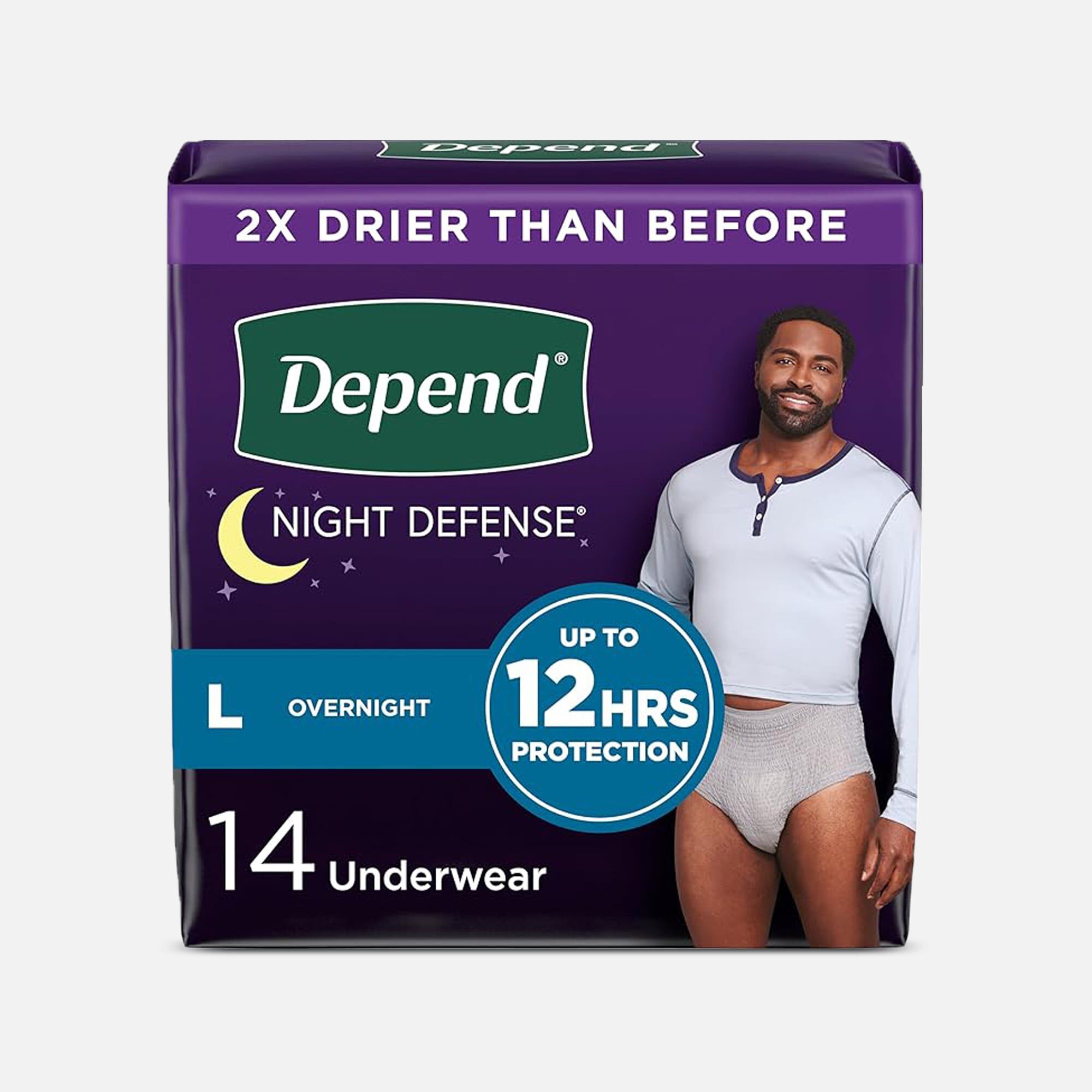 Depend Night Defense Overnight Incontinence  Underwear for Men, Gray, , large
