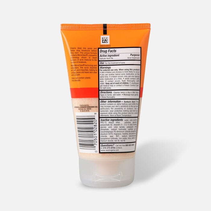 Neutrogena Oil-Free Acne Daily Face Scrub, 4.2 oz., , large