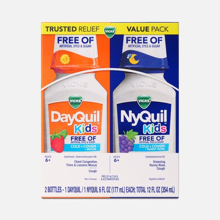 Vicks® DayQuil™ & NyQuil™ Kids Cold & Cough Liquid Combo Pack, Berry and Grape, 6 fl. oz. ea., , large