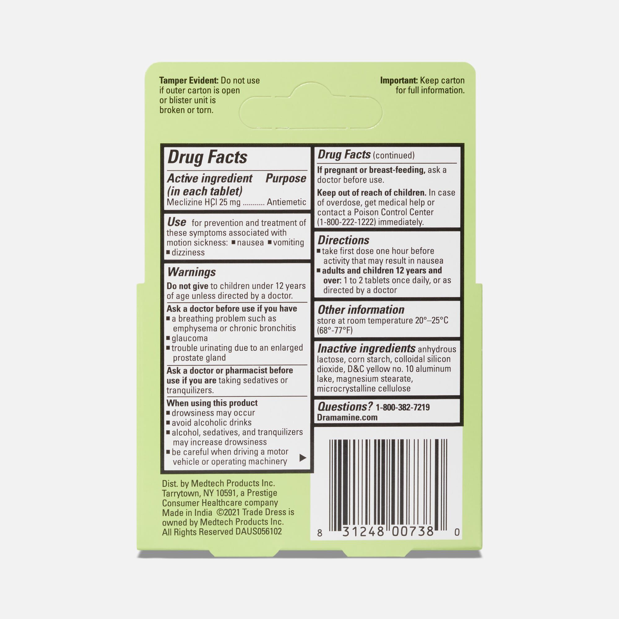 Dramamine® Long Lasting, Nausea Relief Tablets, 10 ct., , large