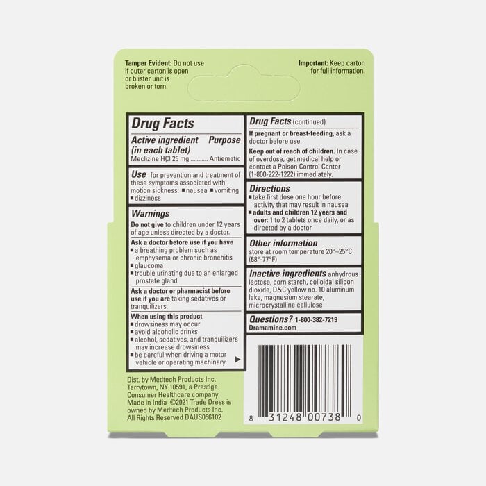 Dramamine® Long Lasting, Nausea Relief Tablets, 10 ct., , large