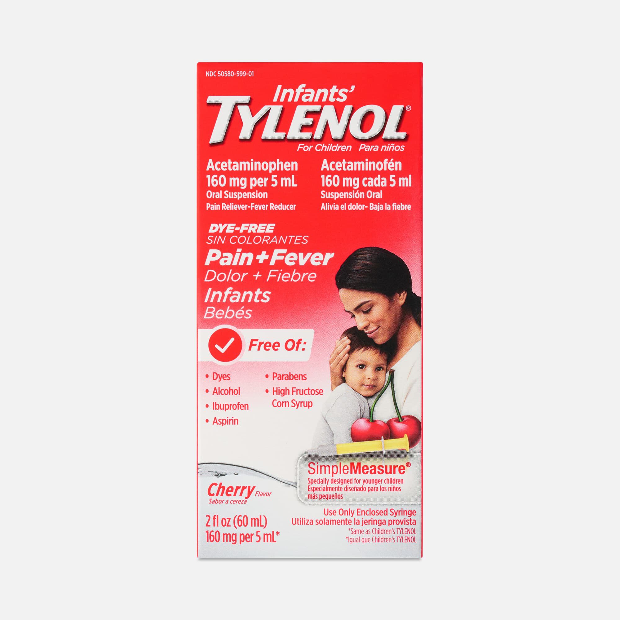 Infant's Tylenol Pain + Fever Dye-Free Acetaminophen Liquid w/ Simple Measure, Cherry, 2 fl. oz.