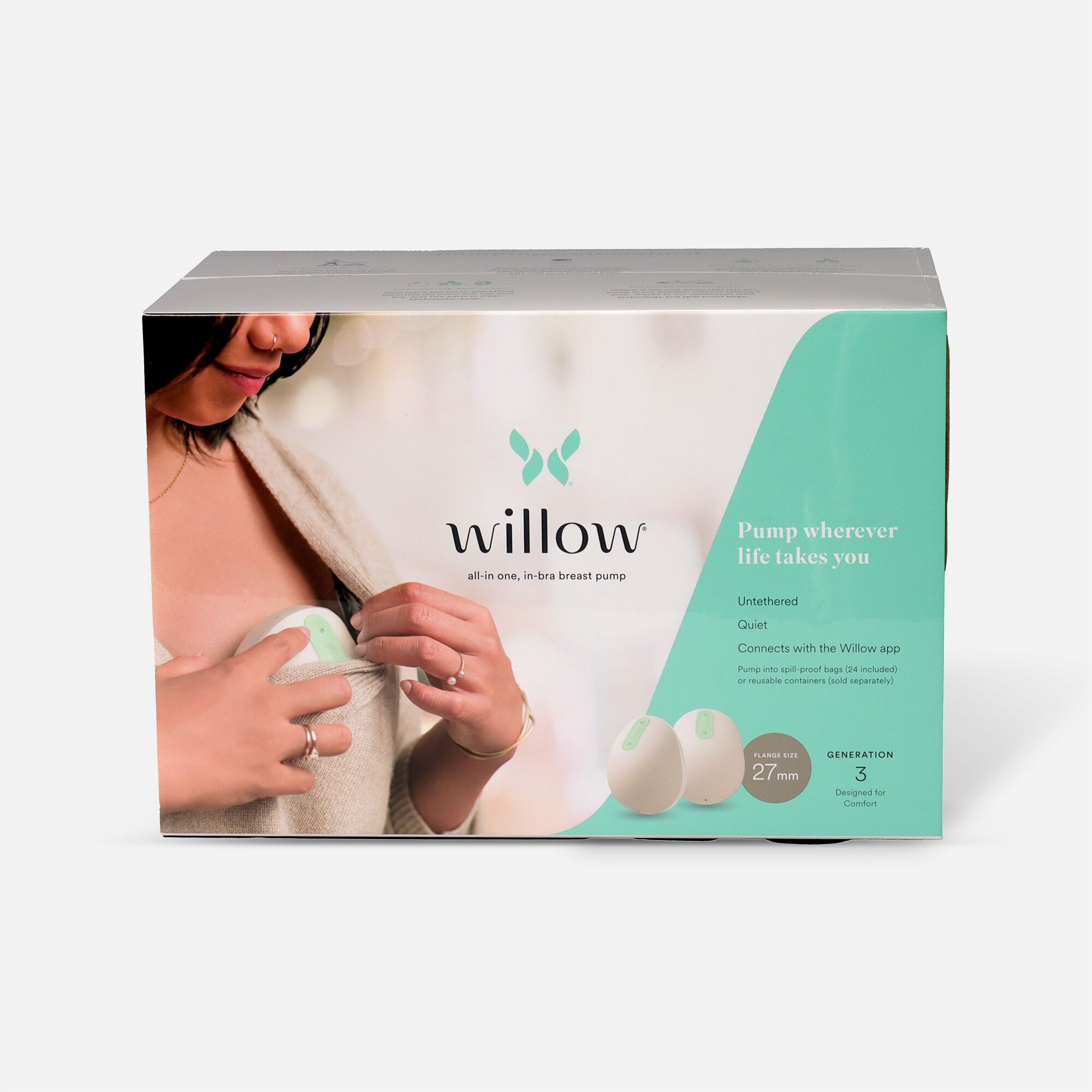 Willow Generation 3 Wearable Double Electric Breast Pump - White, , large