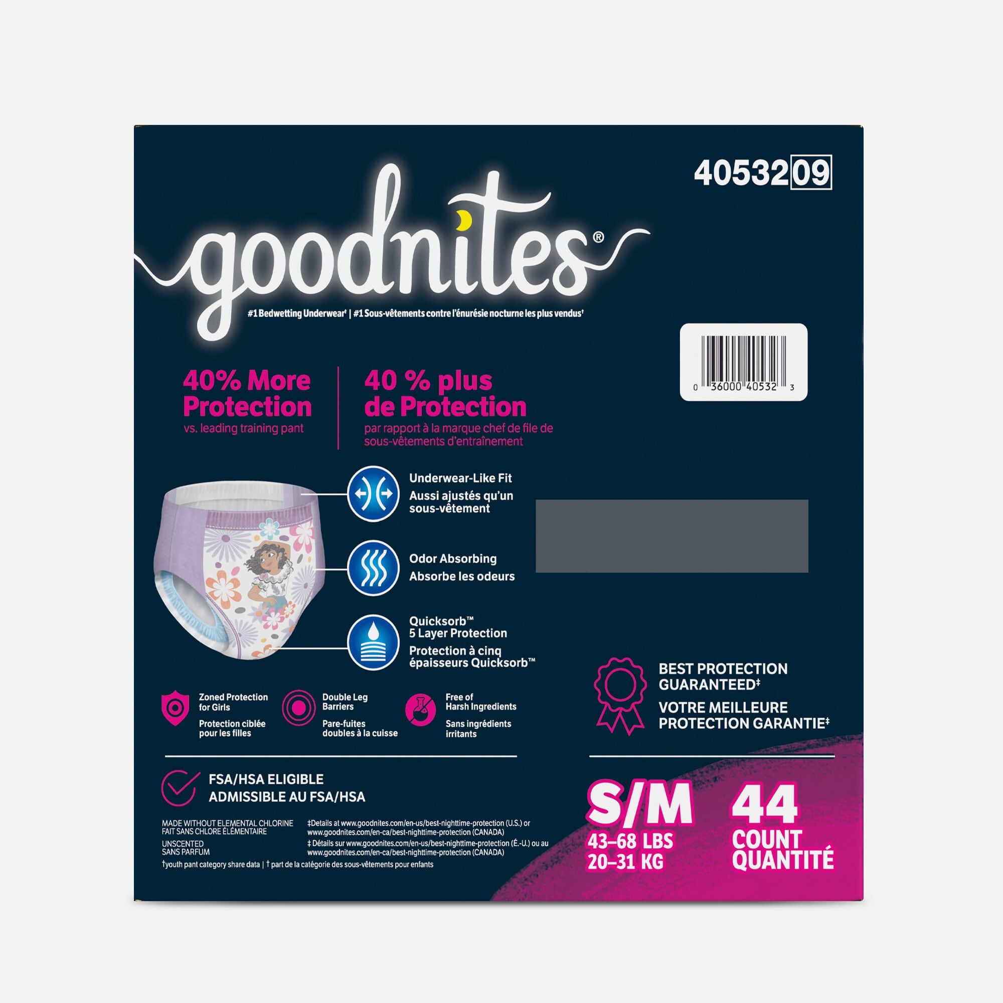 Goodnites Girls’ Nighttime Bedwetting Underwear, , large