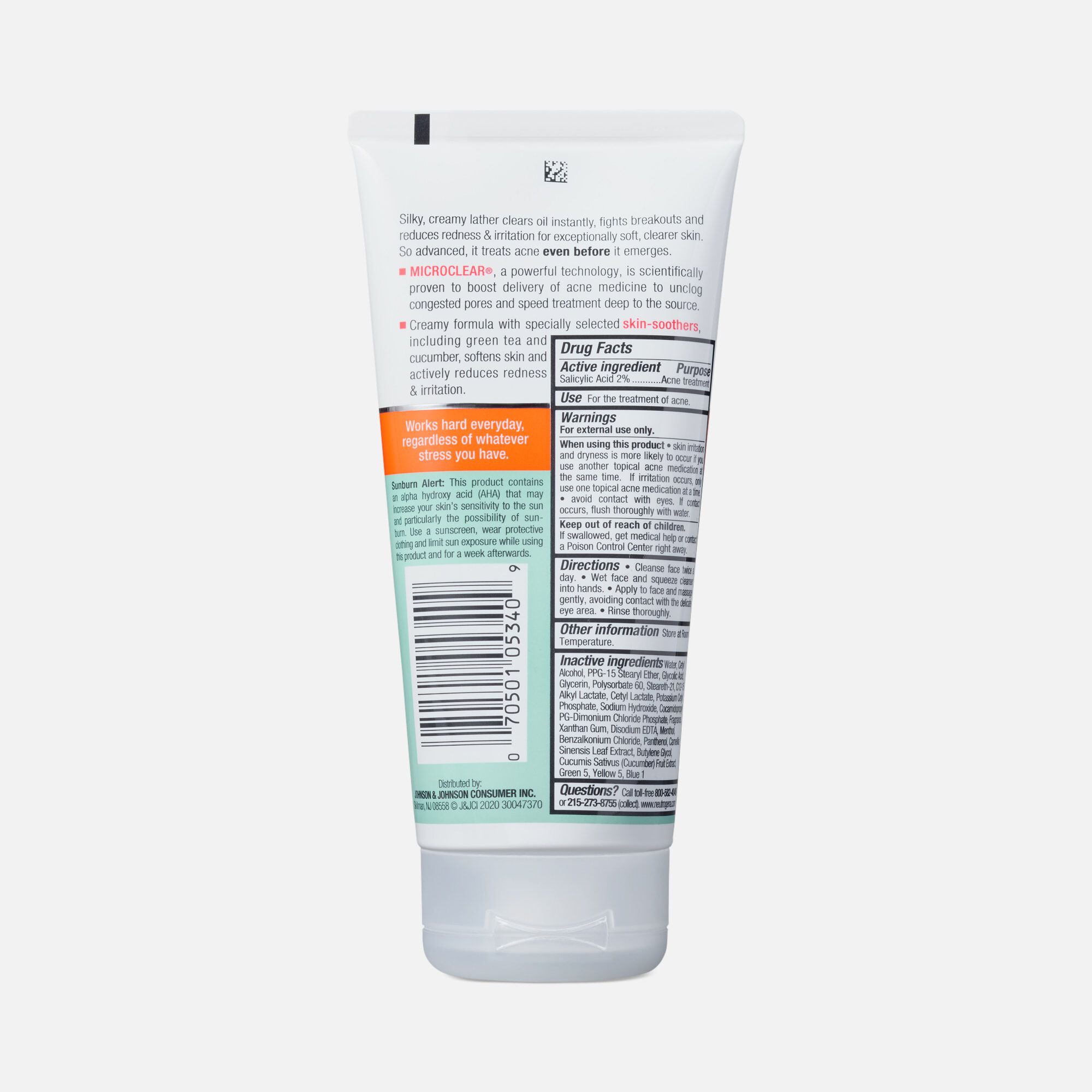 Neutrogena Oil-Free Acne Stress Control Power-Cream Wash, 6 fl oz., , large