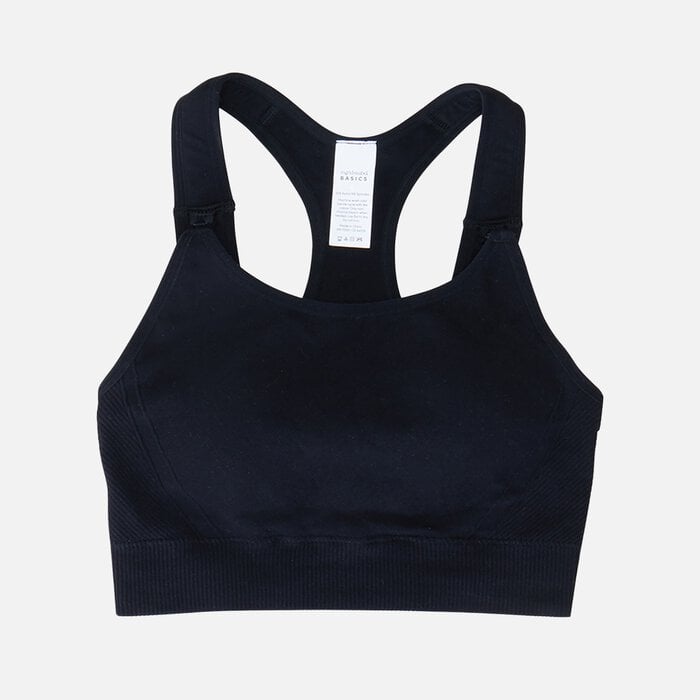 Ingrid + Isabel Basics Seamless Maternity + Nursing Sport Bra, Black, , large