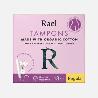Rael Organic Cotton Core Tampons with Plant Based Compact Applicators, , large