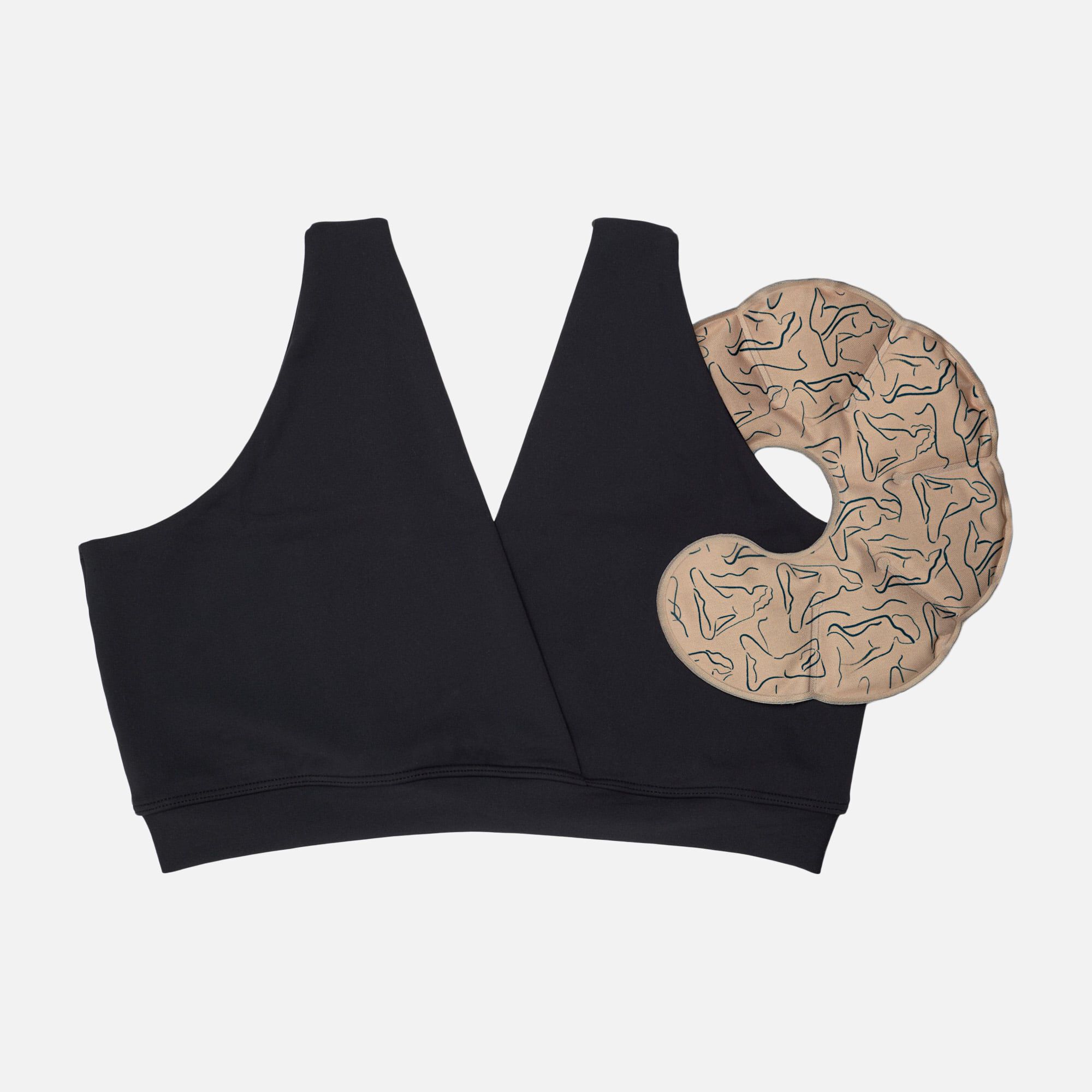 Nyssa FourthWear Postpartum Recovery Bralette & Breast & Chest Ice/Heat Packs, Black, , large