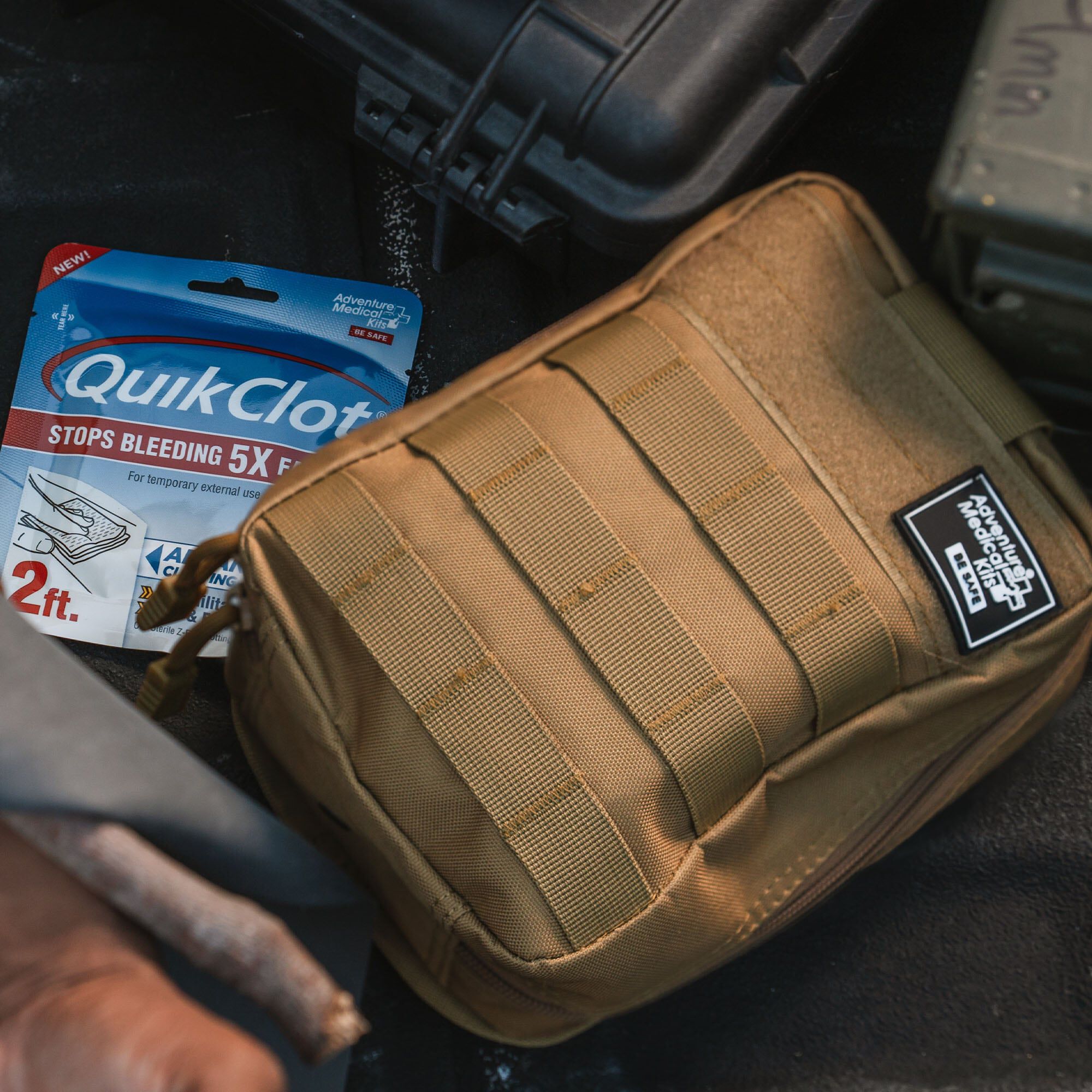 Adventure Medical Kits MOLLE Bag Trauma Kit 2.0 with QuikClot, Camo, 76 pc., Khaki, large