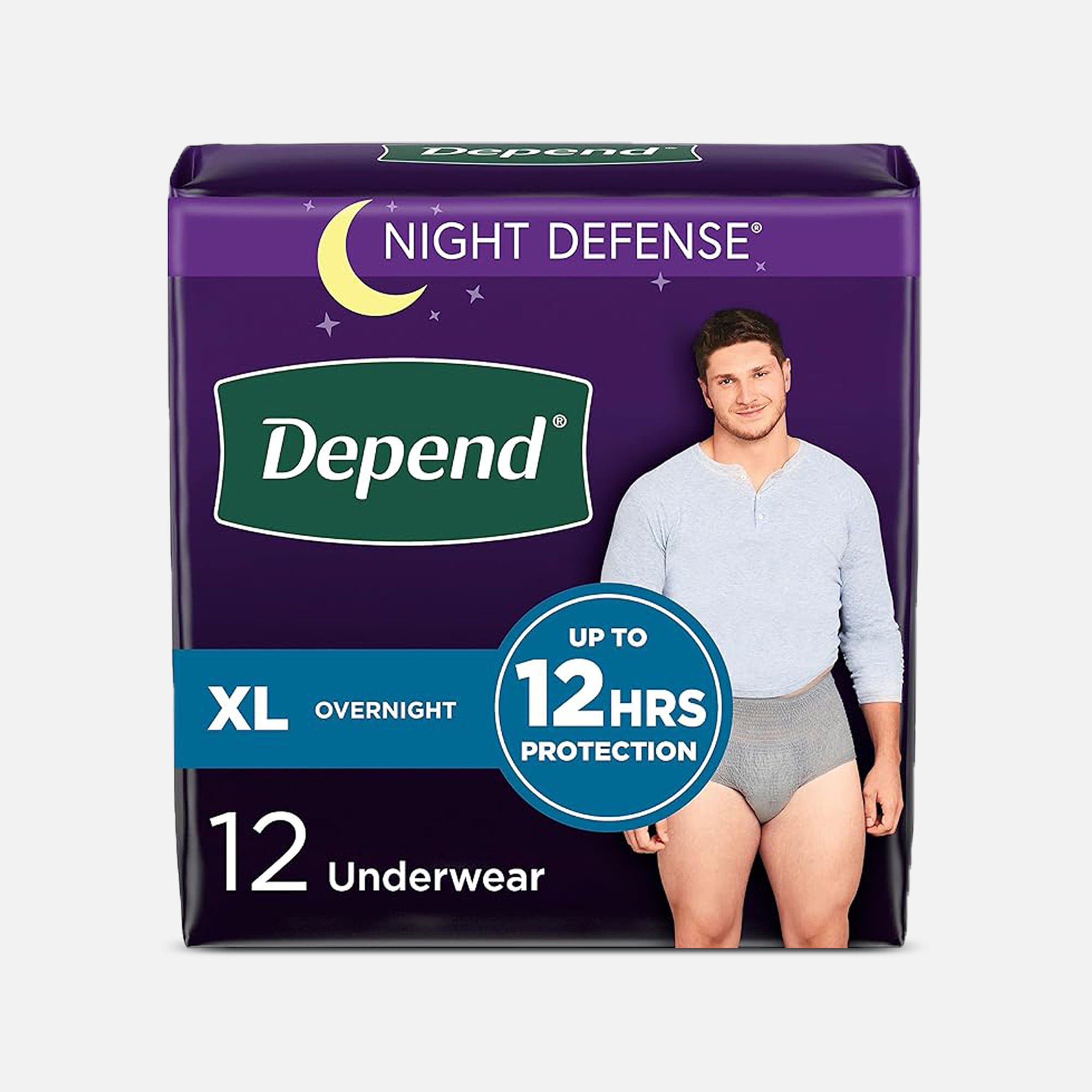 Depend Night Defense Overnight Incontinence  Underwear for Men, Gray, , large