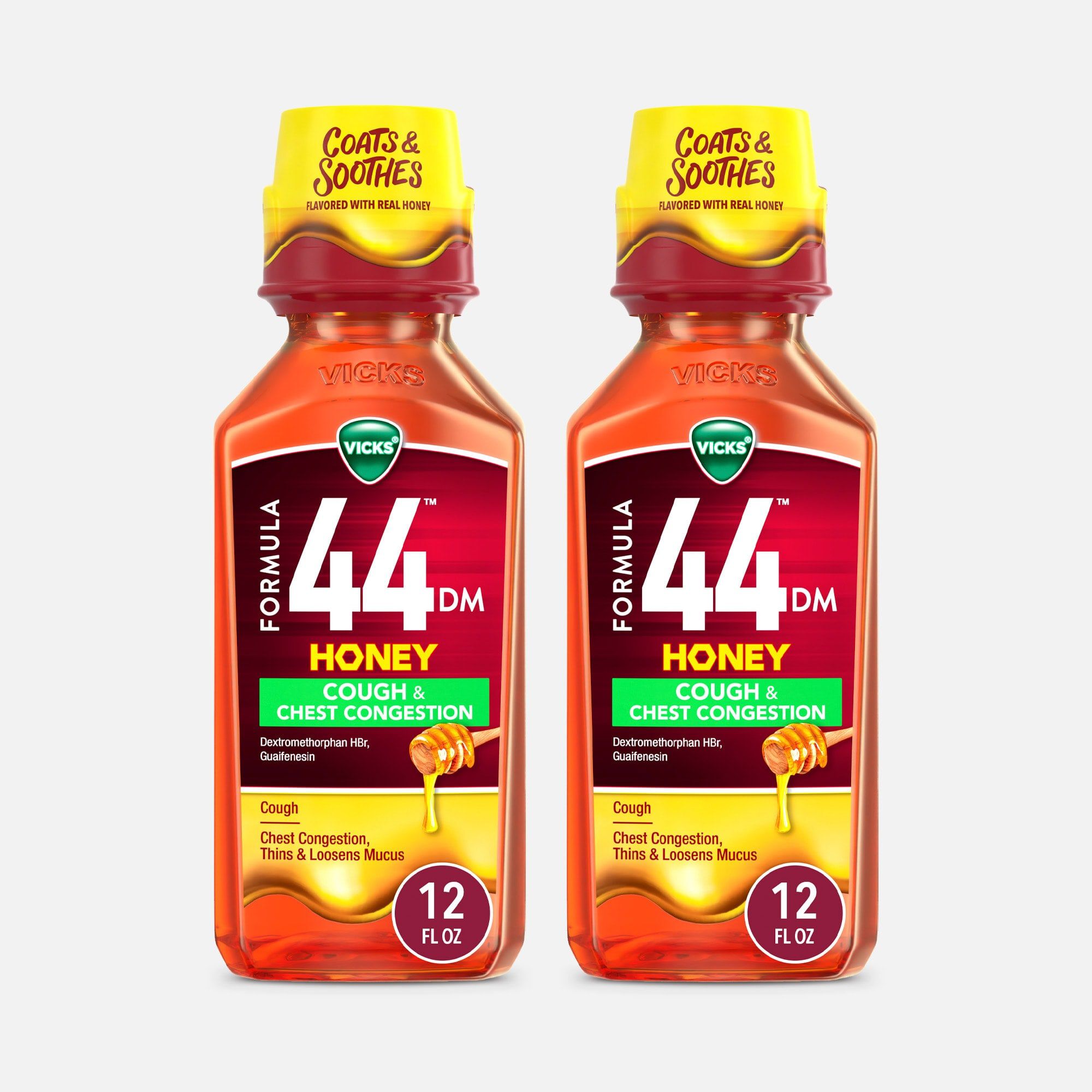 Vicks® Formula 44™ DM Cough & Congestion Liquid Cough Medicine, Honey, 12 fl oz. (2-Pack), , large