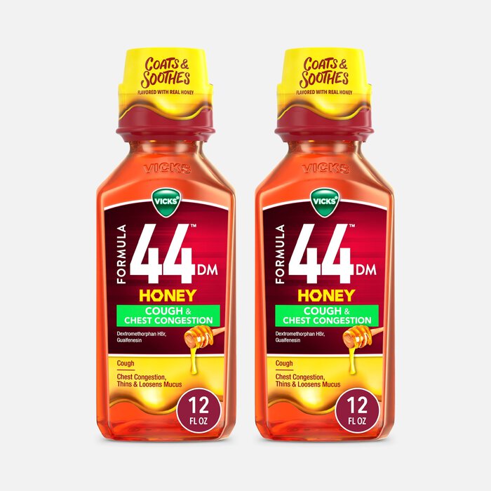 Vicks® Formula 44™ DM Cough & Congestion Liquid Cough Medicine, Honey, 12 fl oz. (2-Pack), , large