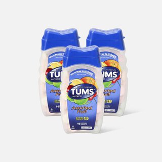 TUMS Extra Strength Assorted Fruit Antacid Chewable Tablets for Heartburn Relief, 96 ct. (3-Pack), , large