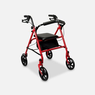 Drive Aluminum Rollator with Fold Up and Removable Back Support, 7" Casters, Red, , large