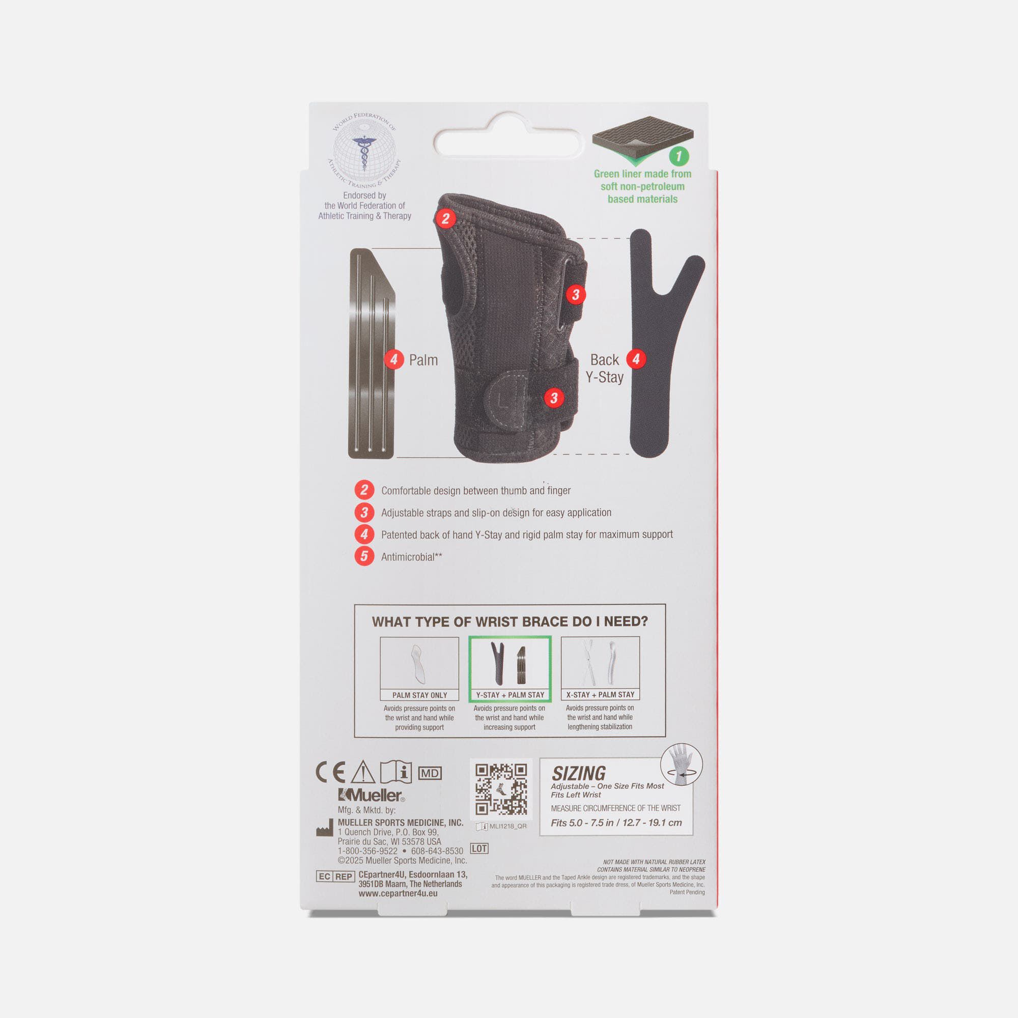 Mueller® Green Fitted Wrist Brace, , large