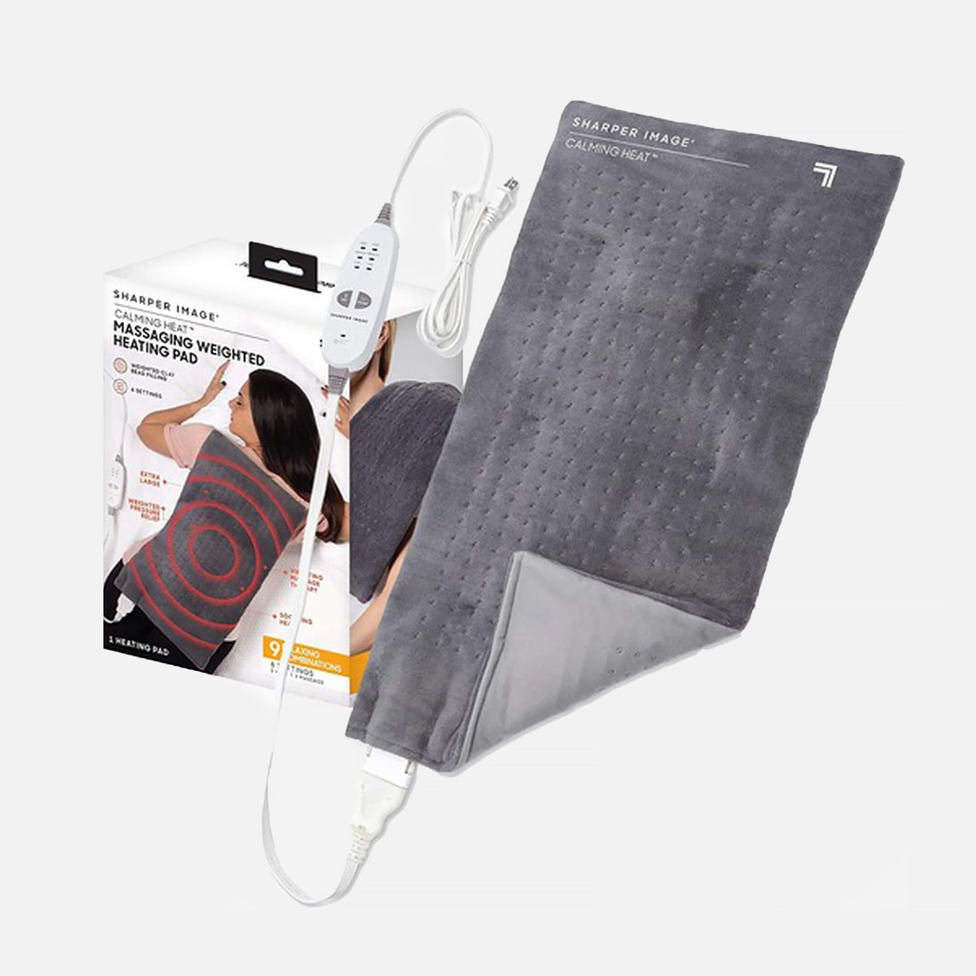 Sharper Image® Calming Heat Massaging Weighted Heating Pad, 6 Settings - 3 Heat, 3 Massage, 12” x 24”, 4 lbs, , large