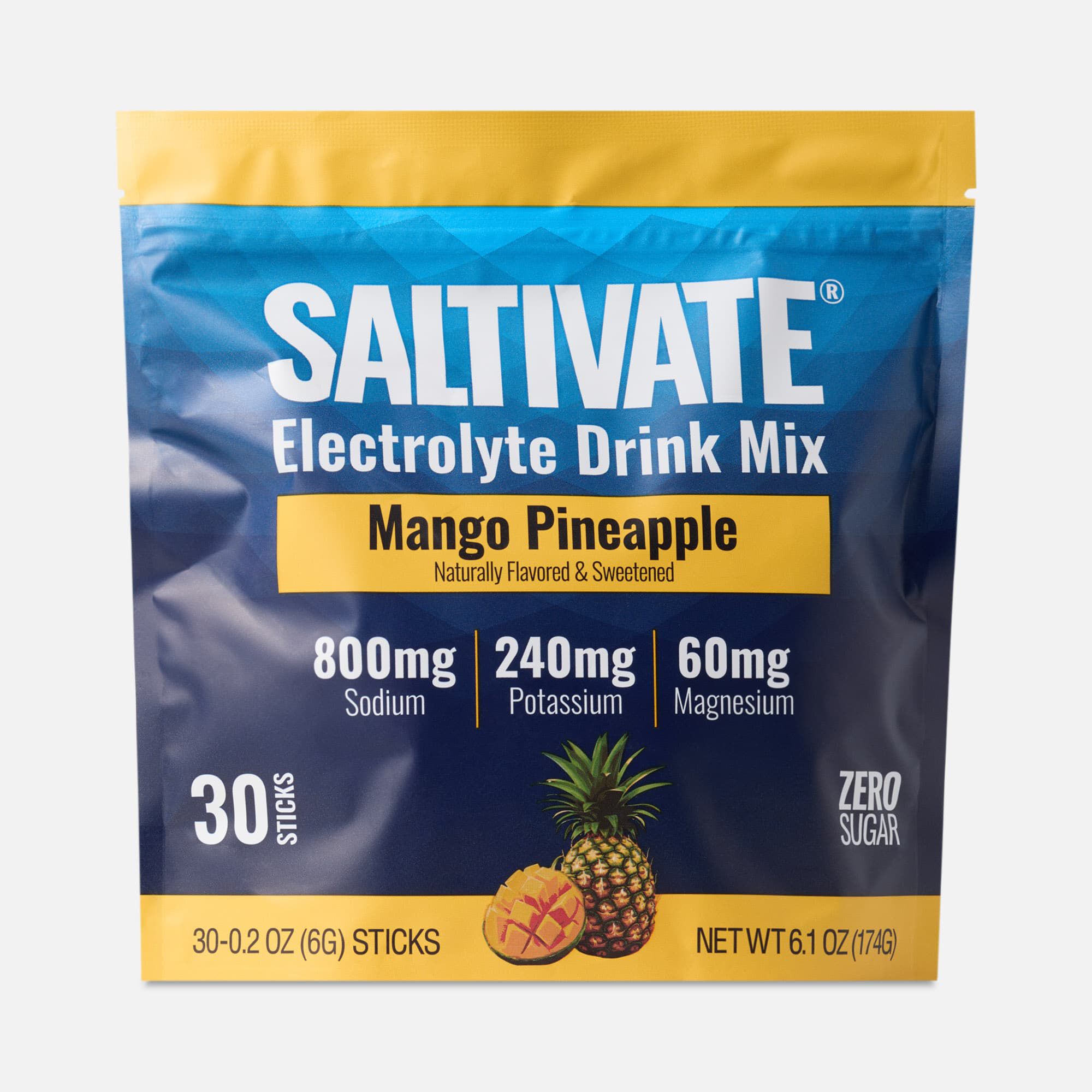Saltivate® Electrolyte Drink Mix, Zero Sugar, Mango Pineapple, 30 Stick Packs