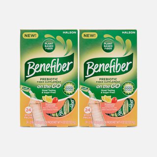 Benefiber On The Go Prebiotic Daily Fiber Supplement Powder Sticks, Strawberry Lemonade, 24 ct. (2-Pack), , large