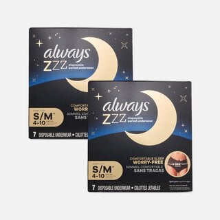 Always ZZZ Overnight Disposable Period Underwear, Small/Medium, 7 ct. (2-Pack), , large